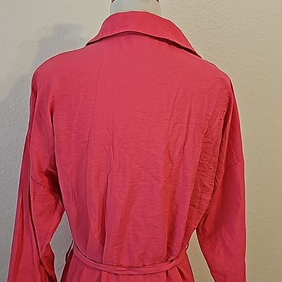 ZARA BARBIE PINK RUFFLED SATIN EFFECT DRESS BARBIECORE SMALL - Picture 5 of 9